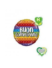 PALLONE MYLAR BUON COMPLEANNO POPIT 18" ARCOBALENO