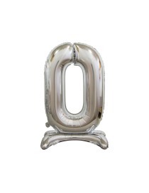 PALLONCINO MYLAR NUMERO CON BASE ARGENTO