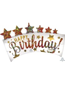 MYLAR HAPPY BIRTHDAY CON STELLE SUPERSHAPE