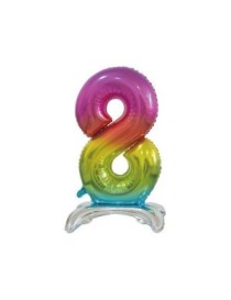 MYLAR NUMERI ARCOBALENO CON BASE