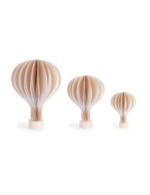 SET 3 MONGOLFIERE BEIGE C/BASE IN LEGNO