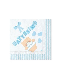 TOVAGLIOLI BATTESIMO CON ORSETTO BABY BOY/BABY GIRL 20 PZ 33X33 CM