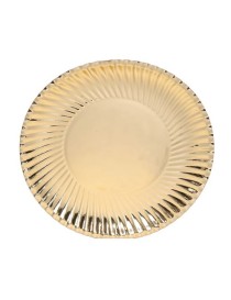 PIATTO CARTA ORO  METAL 23 CM 6 PZ