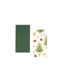 TOVAGLIOLI DECORO ALBERO E REGALI VERDE 33X33 CM CF.16 PZ