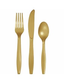 SET DI POSATE ORO GOLD RIUTILIZZABILI 24 PZ