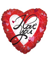 MYLAR I LOVE YOU CUORI E STRISCE CUORE SUPERSHAPE 36"