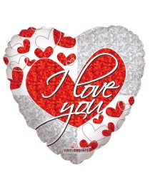 MYLAR I LOVE YOU ROSSO ED ARGENTO CUORE 18"