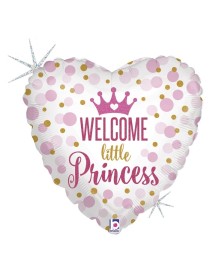 MYLAR CUORE " WELCOME LITTLE PRINCESS " 18"