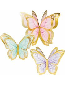 SAGOME FARFALLE 3D COLORATE 2 PICCOLE 1 GRANDE