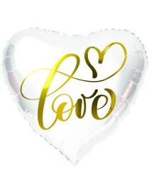 MYLAR A CUORE 18" SCRITTA LOVE ORO