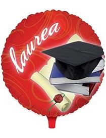 MYLAR LAUREA TONDO 18" TOCCO E DIPLOMA ROSSO