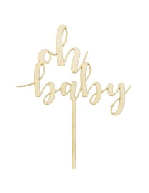 CAKE TOPPER IN LEGNO OH BABY 17 CM