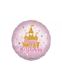 MYLAR HAPPY BIRTHDAY CASTELLO PRINCIPESSA TONDO 18"