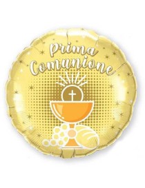 Palloncino Mylar prima comunione oro tondo 18" Qualatex