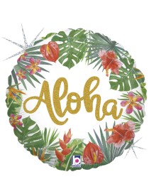 MYLAR TONDO 18" ALOHA BUON COMPLEANNO