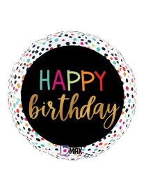 MYLAR TONDO 18" HAPPY BIRTHDAY COLORFUL