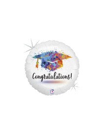 MYLAR LAUREA TONDO 18" GRAD CONGRATS