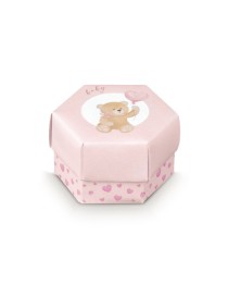 SCATOLINA ESAGONALE LITTLE BEAR ROSA / CELESTE CON  DIVISORI