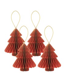 ALBERI IN CARTA 10 CM ROSSO / ORO 4 PZ