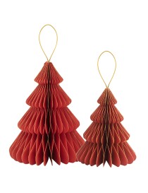 ALBERI IN CARTA 20/25 CM ROSSO PROFILO ORO 2 PZ