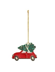 Decorazione da appendere in metallo, auto di Natale, 9x6,5 cm, mix