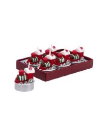 SET 6 CANDELE SEGNAPOSTO TRENINO NATALE H. 4 CM