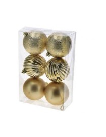 SET 6 PALLINE NATALE ORO DIAM. 10 CM