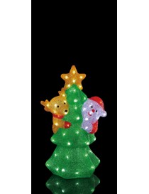 FIGURA LUMINOSA NATALE BABBO NATALE + RENNA  60LED 33X25X H. 55 CM