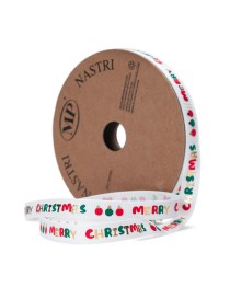 NASTRO FUNNY MERRY XMAS 10 MM X 20 MT BIANCO