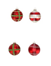 PALLINA NATALE VETRO TARTAN D. 8 CM