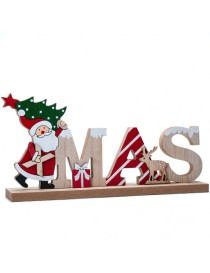 SCRITTA MERRY XMAS IN LEGNO CON ELFO 28 CM