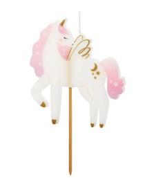 Candela di compleanno Unicorno, 9 cm, mix