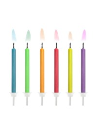 Candele di compleanno Fiamme colorate, mix 6 pz