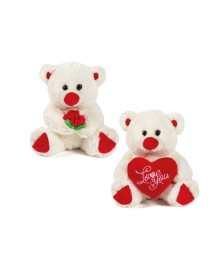 ORSO BIANCO H. 20 CM CON CUORE E ROSA