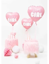 Palloncino in foil a forma di cuore - It's a girl/boy, 45 cm, rosa chiaro