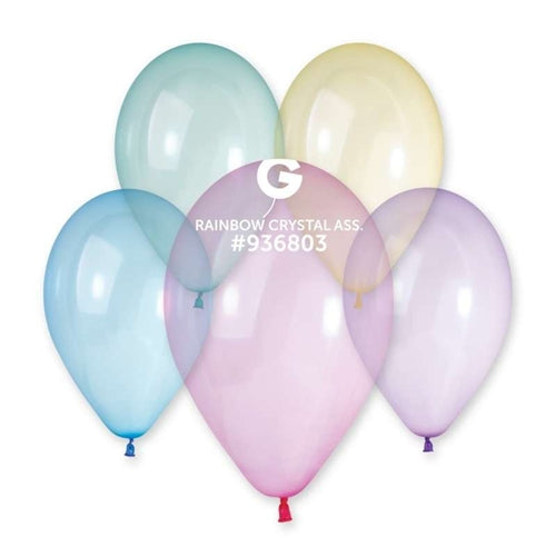 Palloncino g120 13" crystal rainbow 50 pz