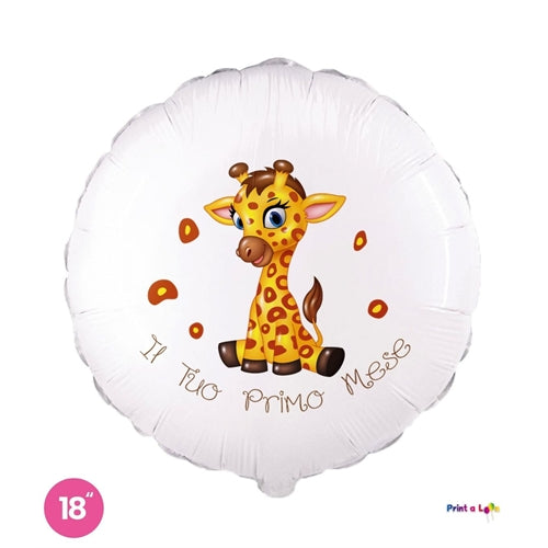 Mylar il tuo primo mese giraffa tondo 18" 1pz