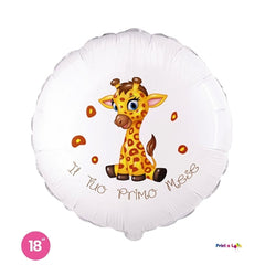Mylar il tuo primo mese giraffa tondo 18" 1pz