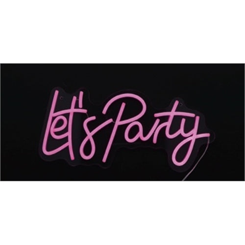 Insegna luminosa led let's party 18x40 cm