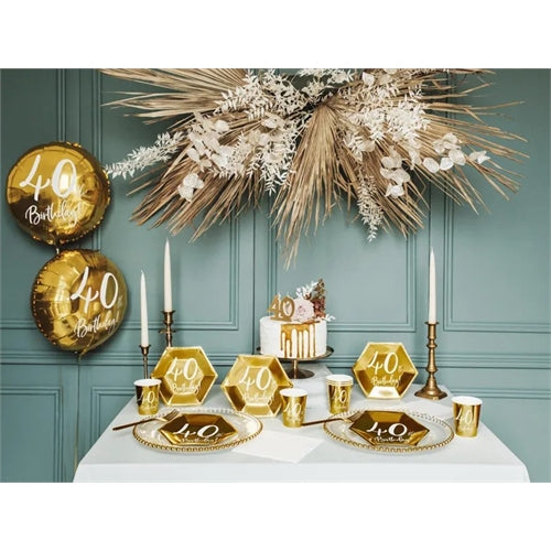 Piatti compleanno, oro, 20 cm (1 confezione / 6 pezzi)