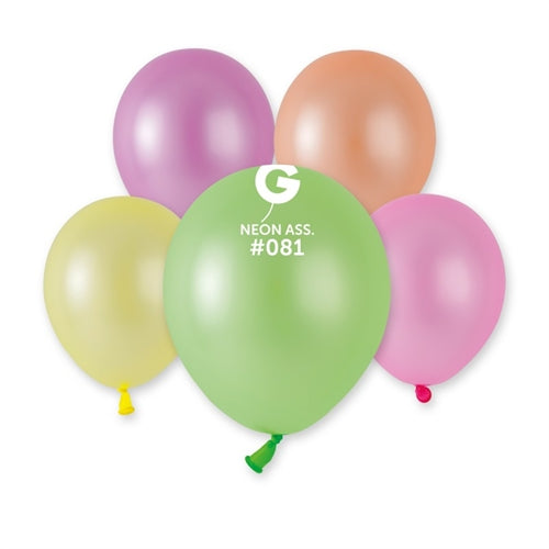 Palloncini a50 5" funky neon assorted 100 pz