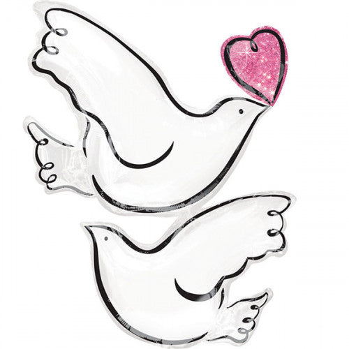 Mylar supershape colombe con cuore 32"