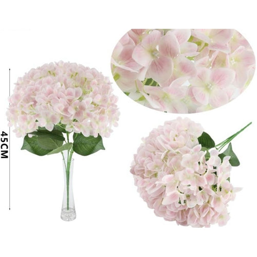 Mazzolino ortensia h. 45 cm sfumato rosa