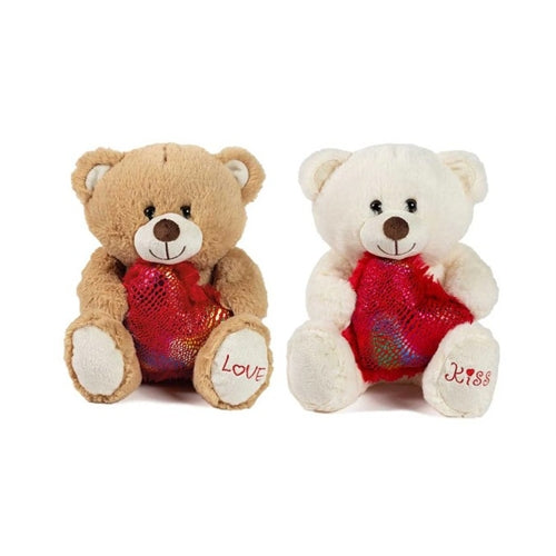 Peluche orso seduto con cuore h. 24 cm