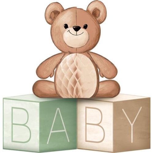 Centrotavola orso con scritta baby in carta 43 x 21 x 40 cm