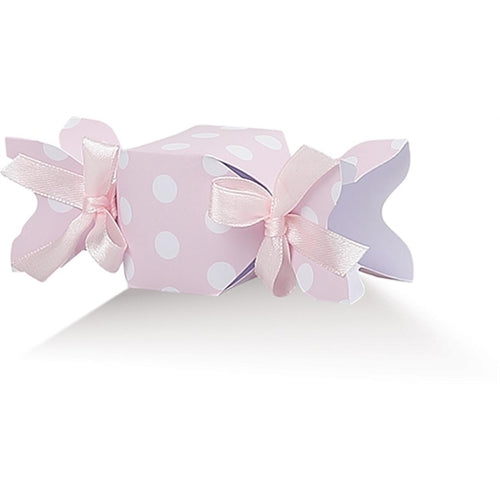 Scatolina caramella rosa pois bianchi