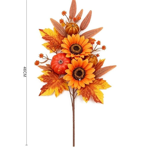 Ramo decorativo autunnale con girasoli e zucche – h 46 cm