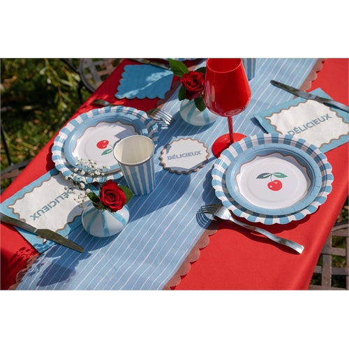 Piatto in carta ciel a righe – ø 23 cm – 6 pz