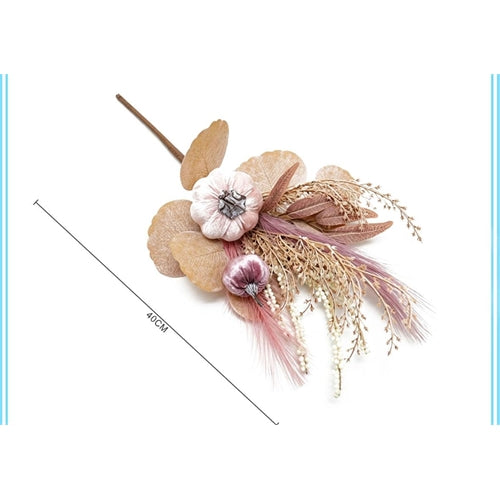Ramo decorativo autunnale con zucche in velluto – l 40 cm