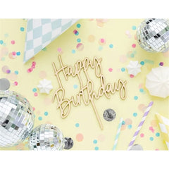 Cake topper in legno happy birthday 16.5 cm